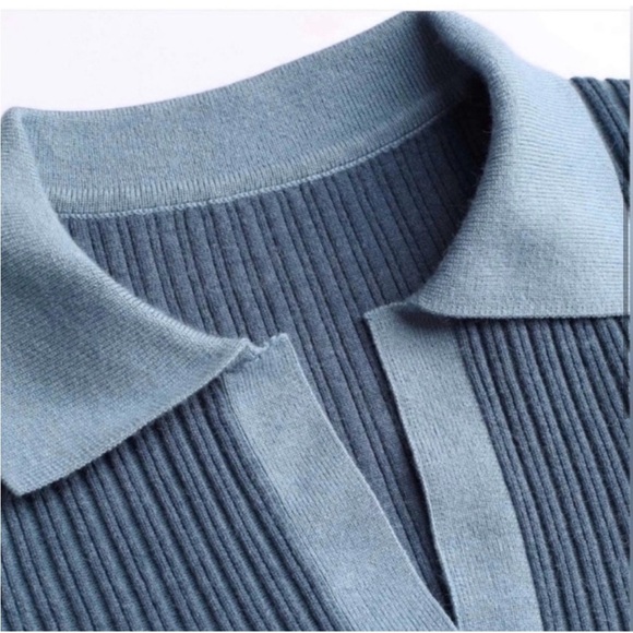 Cider Soft Knit Polo Solid Short Mini A-line Dress, Violet Blue, Size XL, NWT - Picture 8 of 13